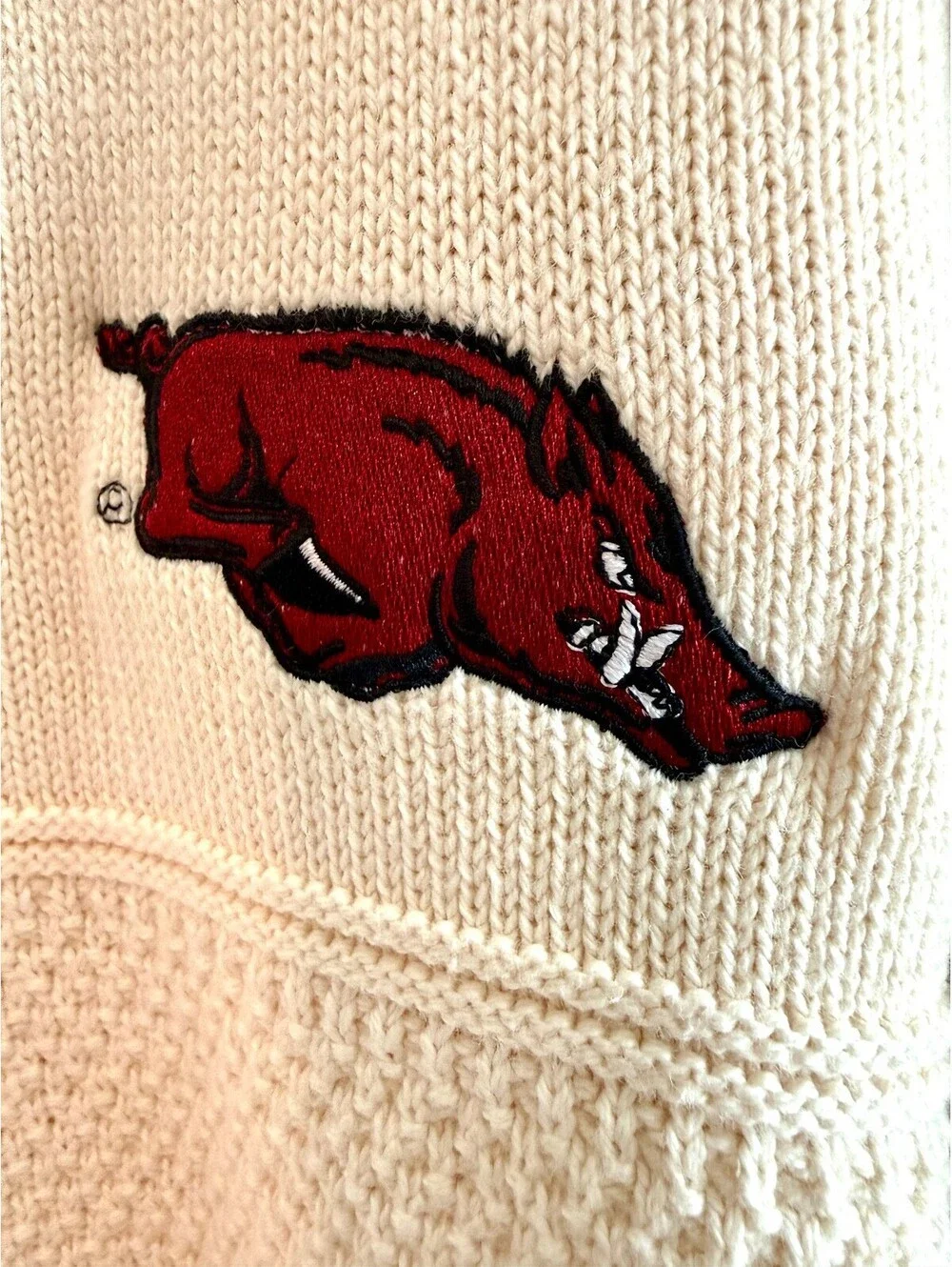 Traditions Arkansas Razorbacks Unisex Knit Sweater L Cream NCAA NWT